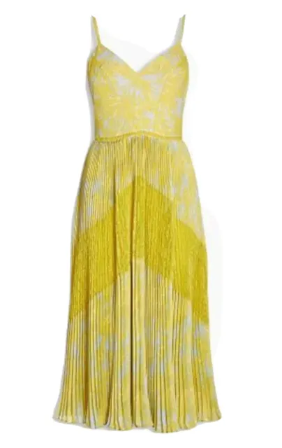 Whistles Iris Lace Dress UK 16 14 BNWT Yellow Pleated Midi RRP 295 Strappy