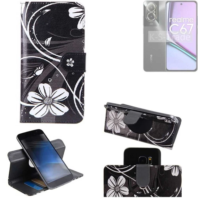 Custodia Portafoglio Fertuo Per Realme C67 4G – Pelle PU Con Motivo Mandala, Slot Carte E Supporto – Grigio