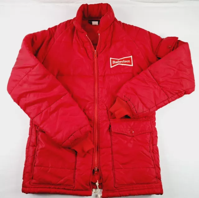 VTG BUDWEISER RACING Team Zip Up Jacket Mens S 1980s Red LOGO Anheuser ...