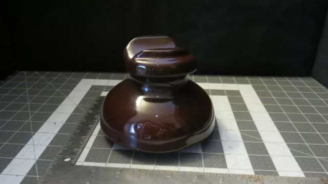 Vintage Brown, Porcelain Electric Line Insulator  5-1/2" Wide