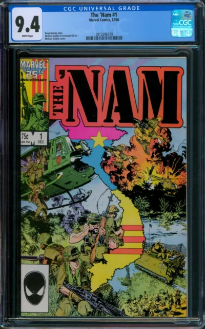 The 'Nam #1 CGC 9.4 NM Wp Marvel 1986 Vietnam War + Michael Golden Cover & Art