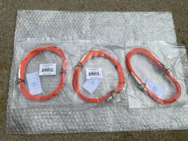 Lot of 3 MONOPRICE 2628 Fiber Optic Cable, LC-SC-MM, 3M, Orange 844660026280