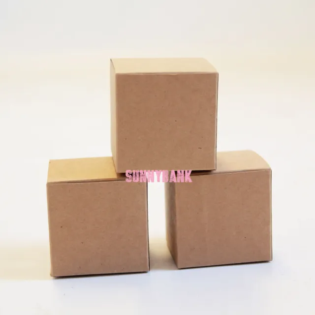 12 BROWN Square Cardboard DIY Kraft Gift Boxes Wedding Party Bomboniere Favour