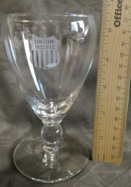 Railroad Dining China Glass Union Pacific Etched Water Goblet