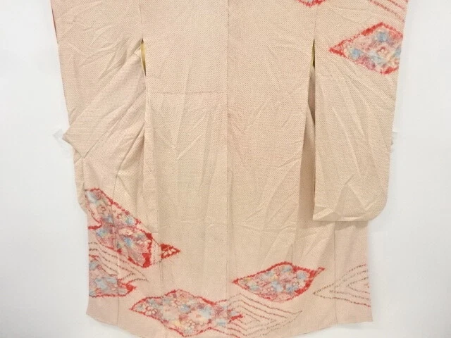 6883934: Japanese Kimono / Antique Furisode / All Shibori / Matsukawabishi &