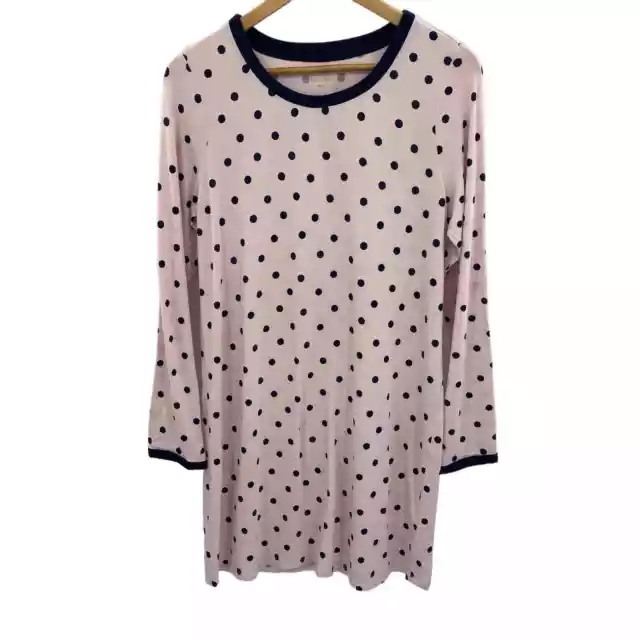 Kate Spade Night Shirt Womens Medium Pink Blue Polka Dot Cotton Modal Blend