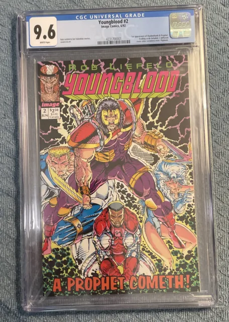 CGC 9.6 Youngblood #2 Cover Image Comics 6/92 White Pages