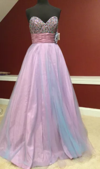 Gorgeous Jovani Ball gown!  Purple and Blue, strapless, A line, tulle and satin.