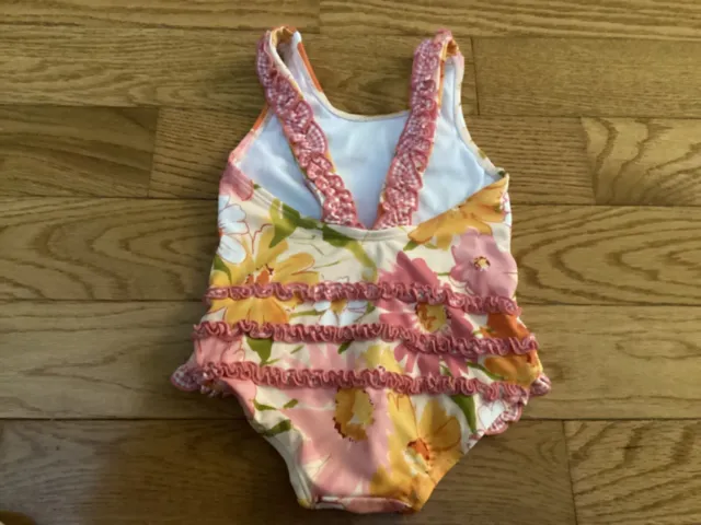 JANIE & JACK 12-18M One Piece Ruffled Sleeves & Bottom Lined Floral ,Swimsuit
