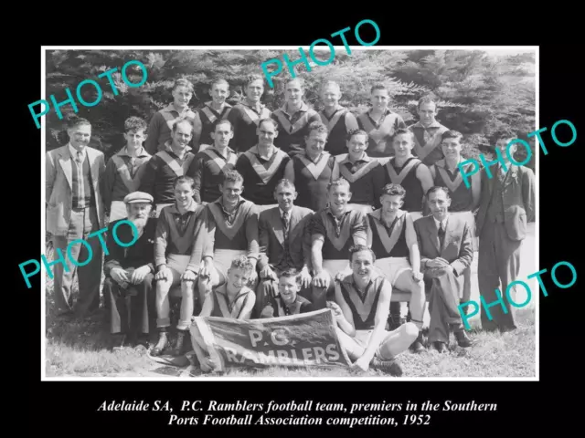 Old Large Historic Photo Of Adelaide Sa Pc Ramblers Football Team 1952 Premiers