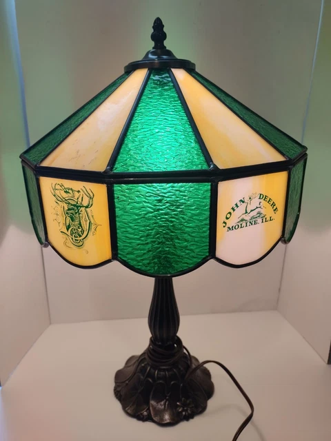 Vintage Original John Deere Trade Marks Tiffany Style Table Lamp WORKS
