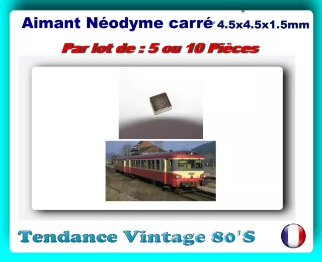 *** Lot De 5 Ou 10 Aimant Neodyme Carre 4.5X4.5X1.5Mm -Train Ho/ Rocco/Jouef ***