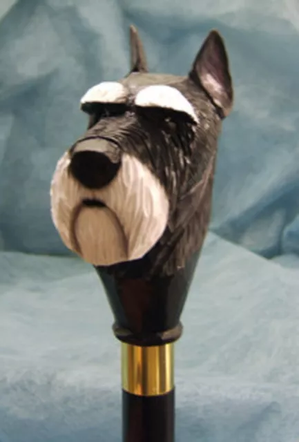 Hand Carved Schnauzer Dog Handle Wooden Walking Cane Walking Stick Best Gift