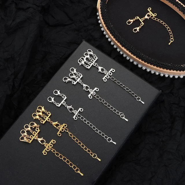 Broches Collar en Capas Conectores de Pulsera con Broches de Langosta Extensor Cadena
