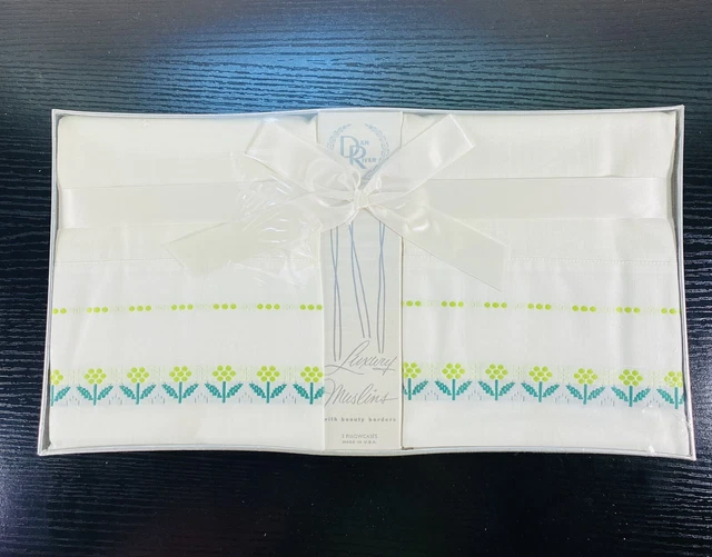 2 fundas de almohada Dan River borde de lujo con borde de belleza jardín colonial