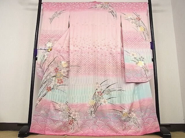 Authentic Silk Japanese Kimono Gorgeous Furisode  Artist piece Geisha Cosplay