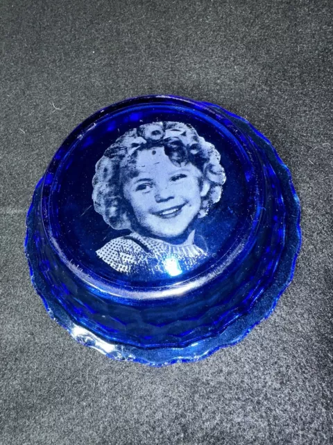 Vintage Shirley Temple 1930s Cobalt Blue Glass Cereal Bowl Dish Hazel Atlas