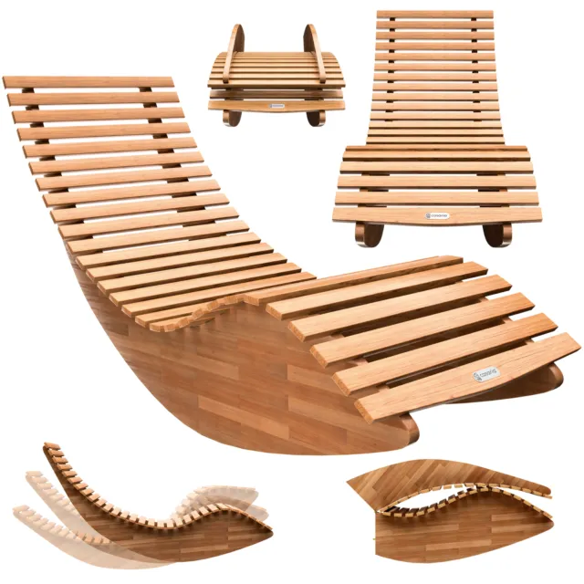 Chaise longue à bascule en bois d'acacia certifié FSC transat ergonomique jardin