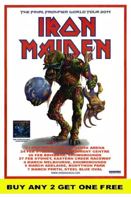 IRON MAIDEN 2011  Australian  Laminated Tour  Poster