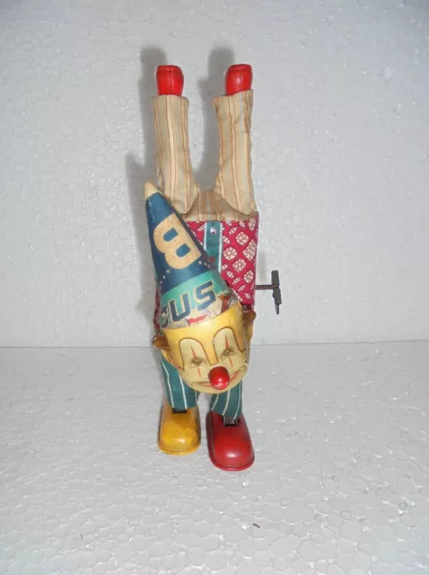 Vintage Wind Up Circus Acrobat Joker/Clown Textured Cloth Litho Tin Toy, Japan