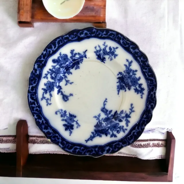 Flow Blue Plate Antique Touraine by Stanley Pottery Co 1898 England