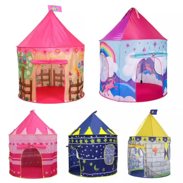 Kids Playhouse Unicorn Play Tent Pop Up Castle Princess Pink Blue Boys Girls