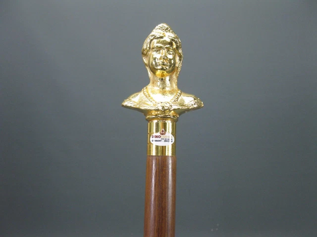 Vintage Canne à Marche Canne de Marche Stock Cuivre Bois Précieux Dame 96 CM