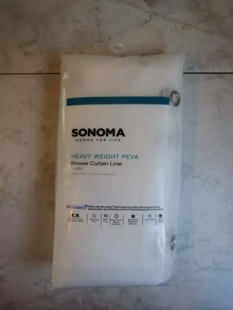 NIB Sonoma Goods for Life Hvy Weight Peva Shower Curtain Liner w/Metal Grommets
