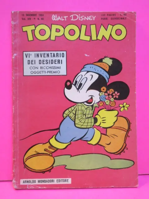TOPOLINO libretto n. 80 Mondadori 1953 originale !!