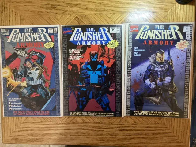 The Punisher Armory, Lot of 3 includes issues 1, 2 & 3.  Very High Grade