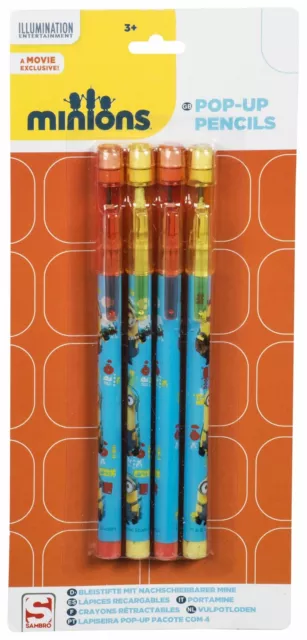 Pop Up Pencils DESPICABLE ME MINIONS Pack of 4 Pencil Party Bag Fillers School