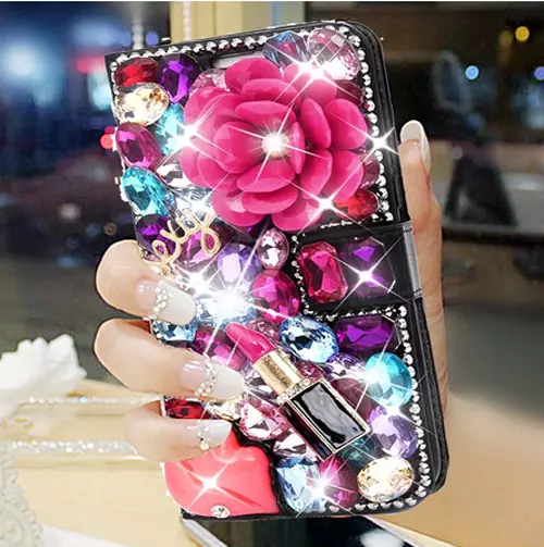 Women's Luxury Bling Crystal Rhinestone Diamond Flip Leather Wallet Case Cover