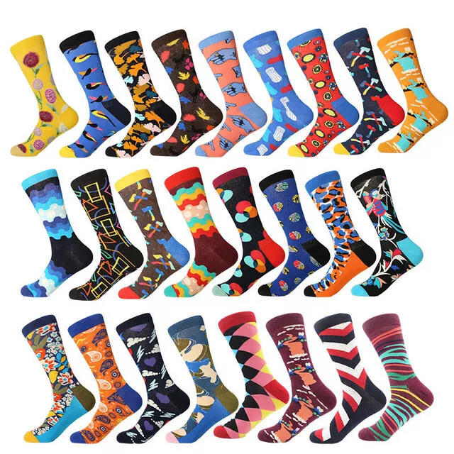 Men Combed Cotton Socks Colorful Fancy Novelty Casual Dress SOX For Wedding Gift