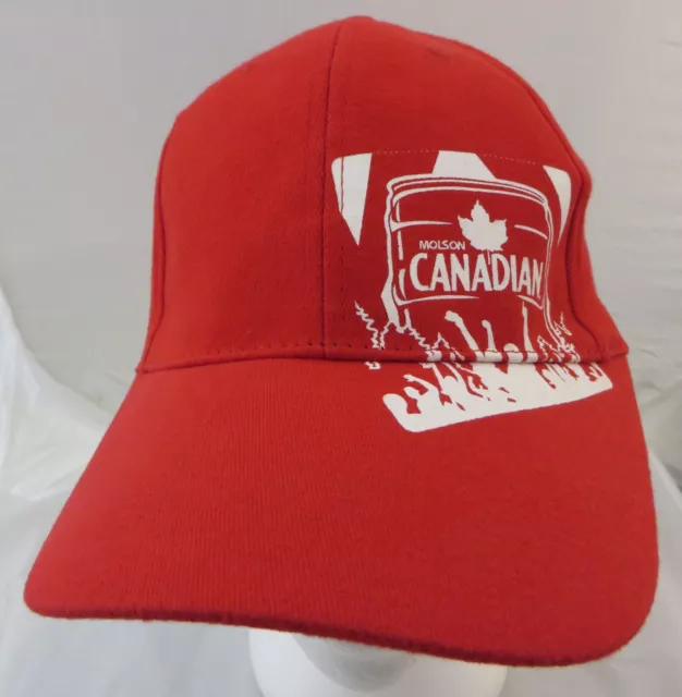 Molson Canadian red  beer cap hat elastic one size fits most