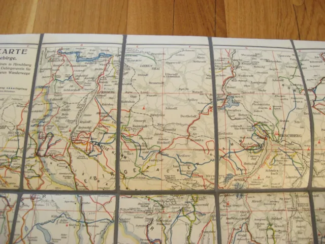 alte Landkarte Offizielle Wegekarte vom Riesen Isar und Jeschkengebirge um 1920 3