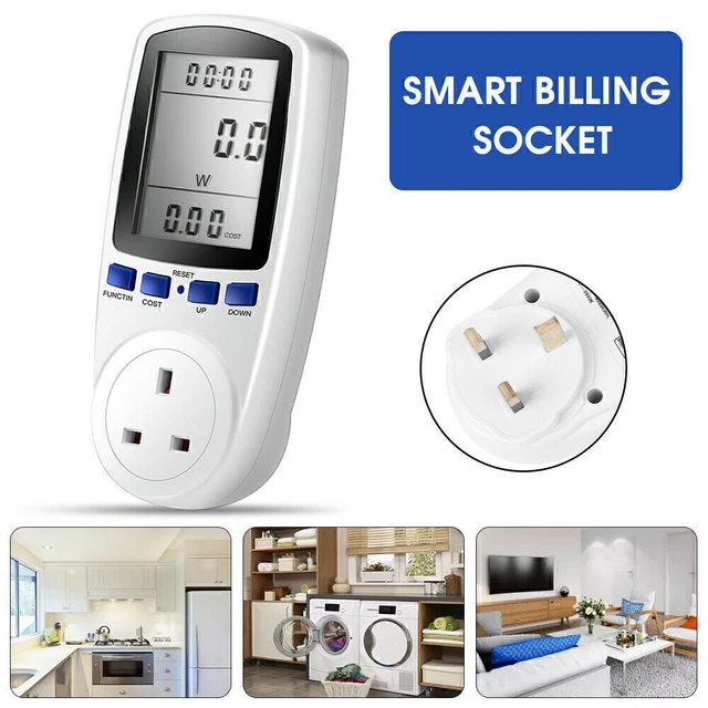 UK Plug-in Electricity Power Consumption Meter Energy Monitor Watt Kwh Analyzer