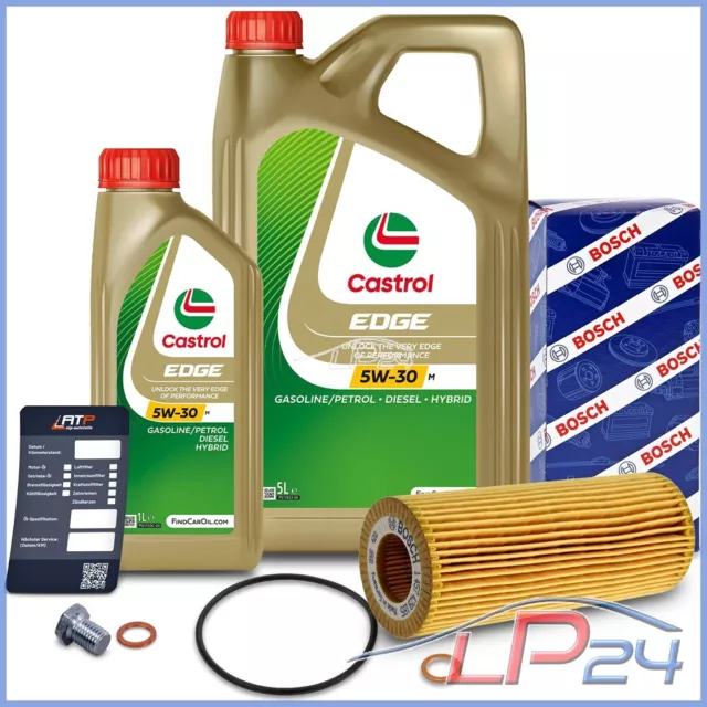 Bosch Filtre À Huile + 6L Castrol Edge Fst 5W-30 C3 Pour Bmw Série 5 E60 E61 520