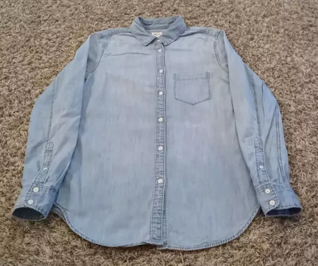Gap Shirt Womens XS Blue Chambray Long Sleeve Button Front 100% Cotton
