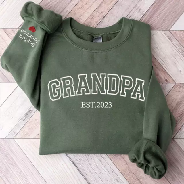 Custom Embroidered Grandpa Sweatshirt, Personalized Grandpa With Date and Name