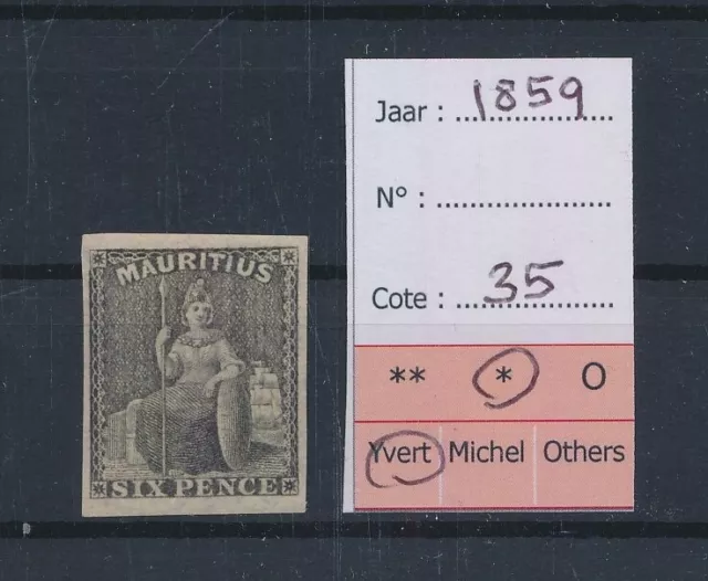 LR50692 Mauritius 1859 sitting Britannia 6d classic lot MH cv 35 EUR