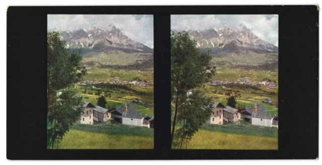 Stereo-Fotografie Fotograf unbekannt, Ansicht Cortina d´Ampezzo, Ortsansicht ge