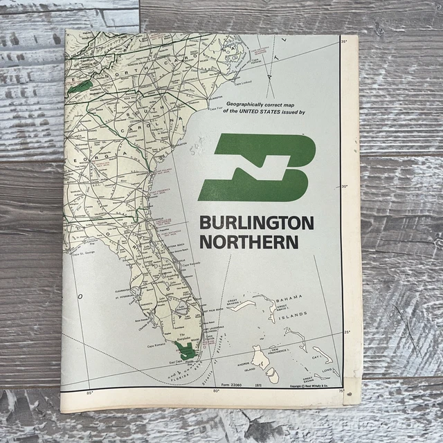 1971 BURLINGTON NORTHERN Railroad - 1971 Burlington Northern Railroad Route Map Of The.webp