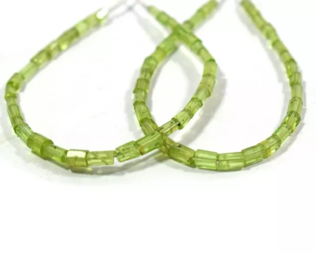AAA + Perles de pierres précieuses en forme de tube de péridot vert 100%...