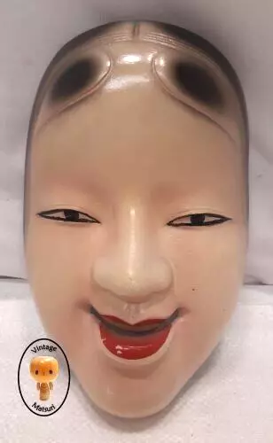 Vintage Japanese Cast Metal Mask Goddess Hand Made Unique Display SIGNED #16