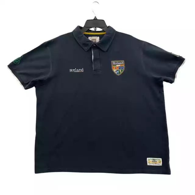 RETRO IRISH IRELAND Polo Shirt Mens XXL Navy Blue Embroidered Chest ...
