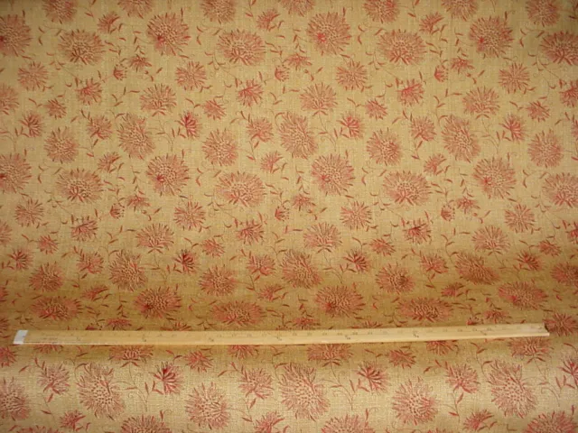 11-1/8Y Robert Allen Red Natural Golden Brown Emberoidery Upholstery Fabric