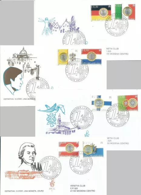 2004 Fdc Venetia N 373 Vaticano Moneta Unica L'euro Viaggiate Mf27982