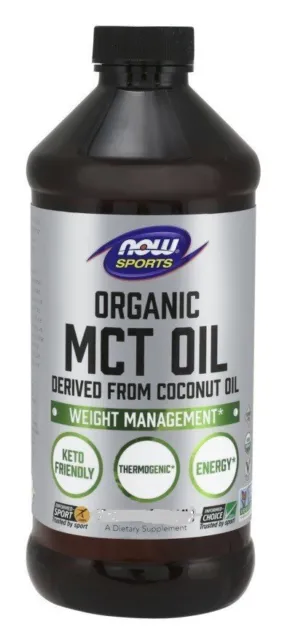 Aceite MCT orgánico Now Foods derivado del aceite de coco, puro y sin sabor 32 fl oz