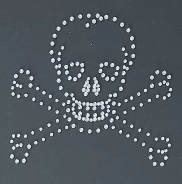 Hotfix Strass Bügelbild Pirat Totenkopf Glasstrass Applikation zum aufbügeln