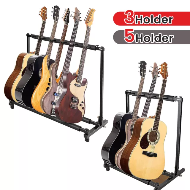 3/5 Multi Guitar Stand Foldable Acoustic Electric Electric Bass Guitar Rack